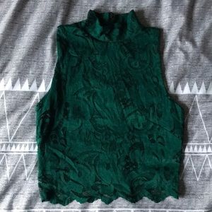 H&M emerald lace crop top